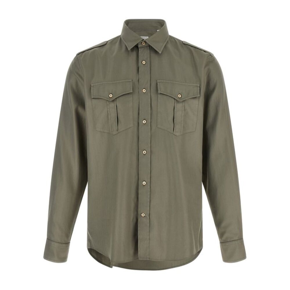 Brunello Cucinelli Men Cotton Chevron Shirt